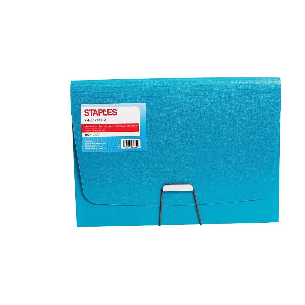 Staples 7 Pocket Reinforced Expanding Folder Letter Size Teal (52023-CC) TR52023