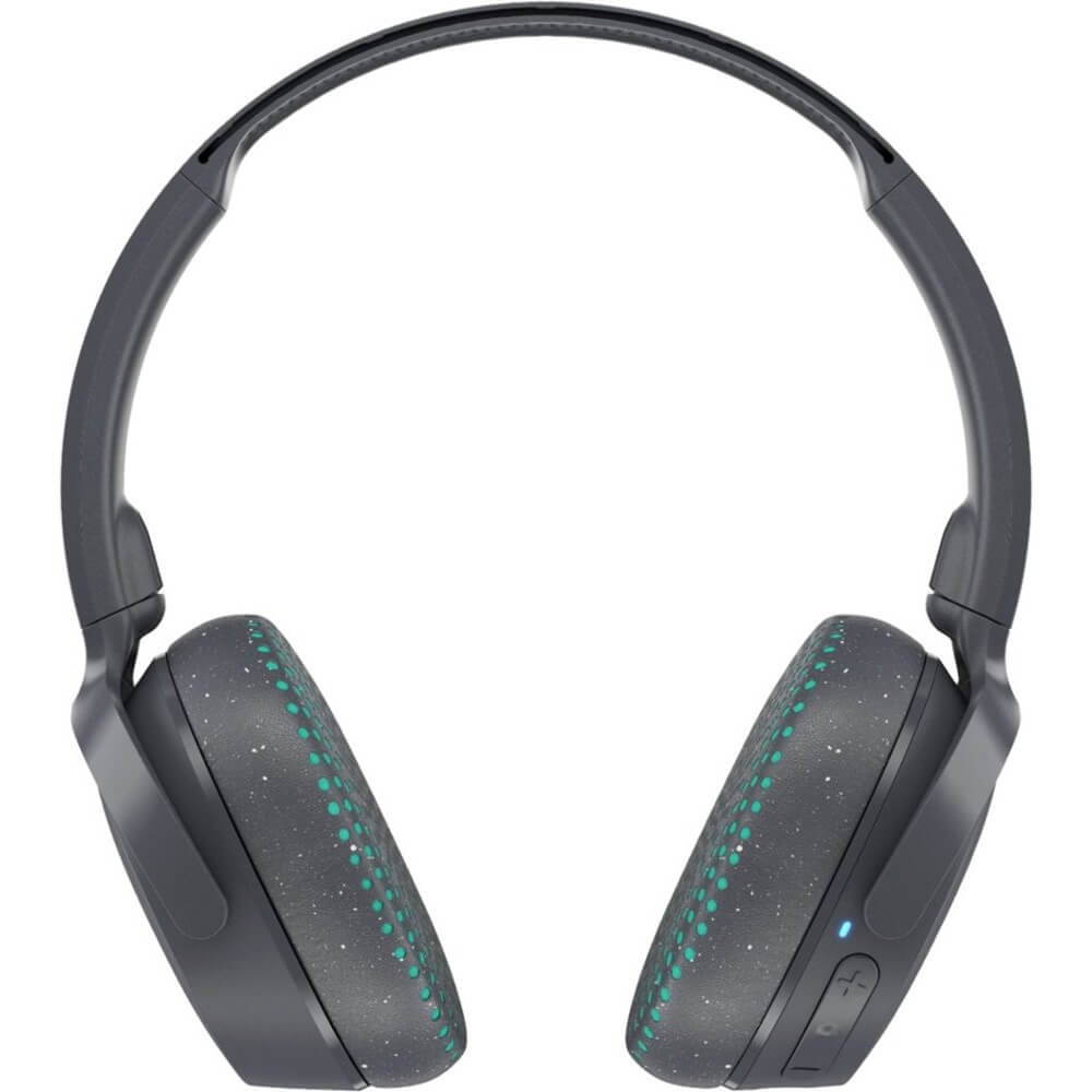 skullcandy riff wireless onear headphones with microphone, bluetooth wireless, rapid charge 10hour battery life, foldable, plush ear cushions with durable headband, gray/speckle/miami