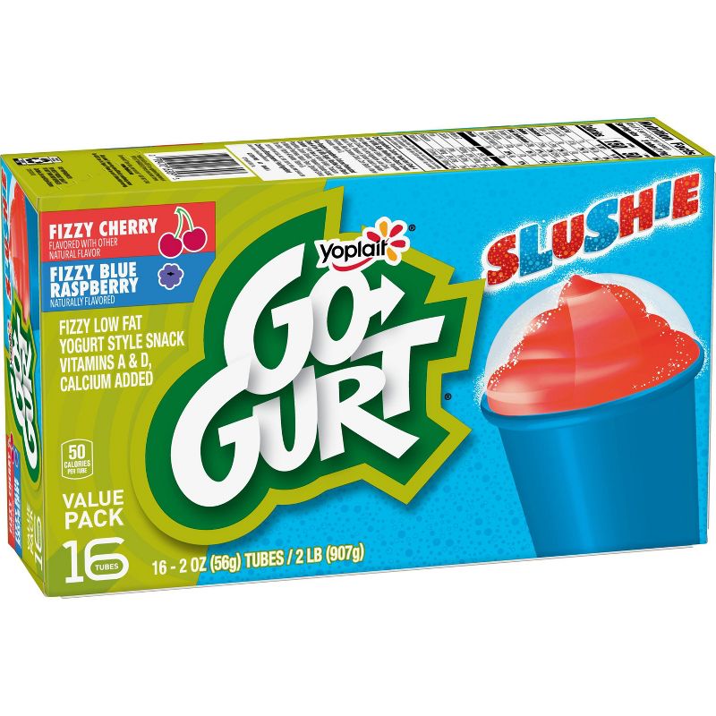Go-Gurt Blue Raspberry/Cherry Slushie Kids' Yogurt - 32oz/16ct Tubes