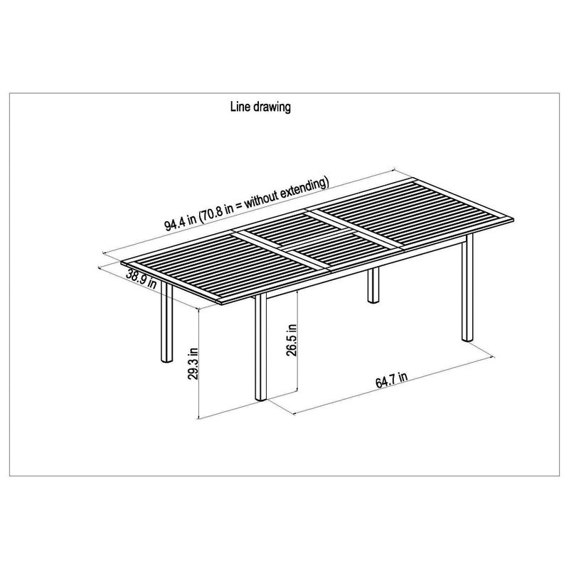 Elvis 9pc Rectangular Teak Finish/Resin Double Leaf Extendable Patio Dining Set - Gray - Amazonia