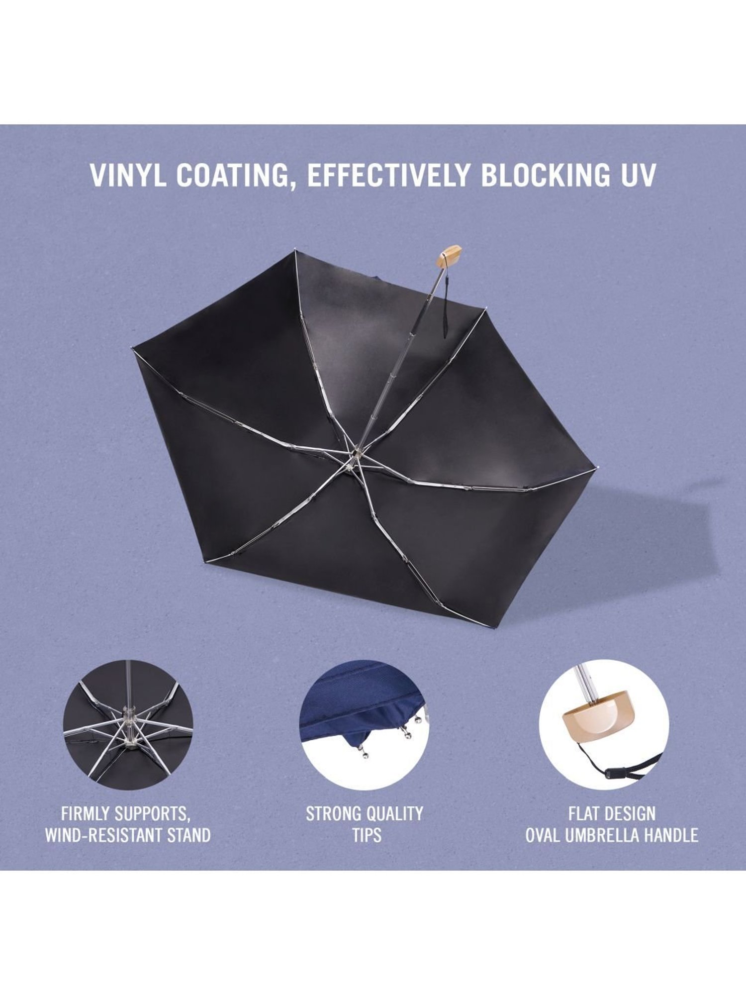 Kenneth Cole New York Mini 3 Fold UV Protection Navy Blue Umbrella