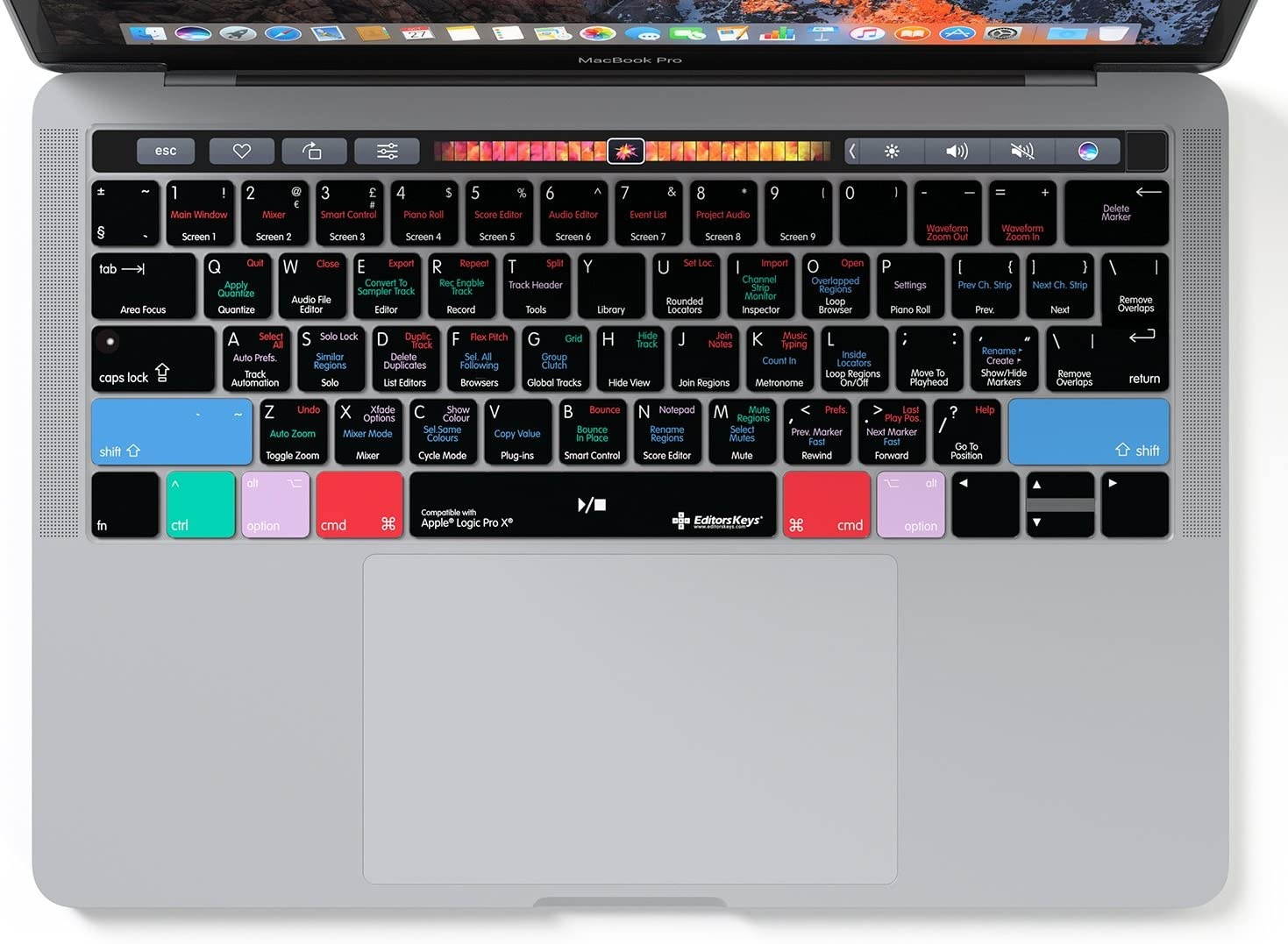 Logic Pro X Keyboard Cover for MacBook Pro with Touch Bar 13" & 15" | Editors Keys Skin