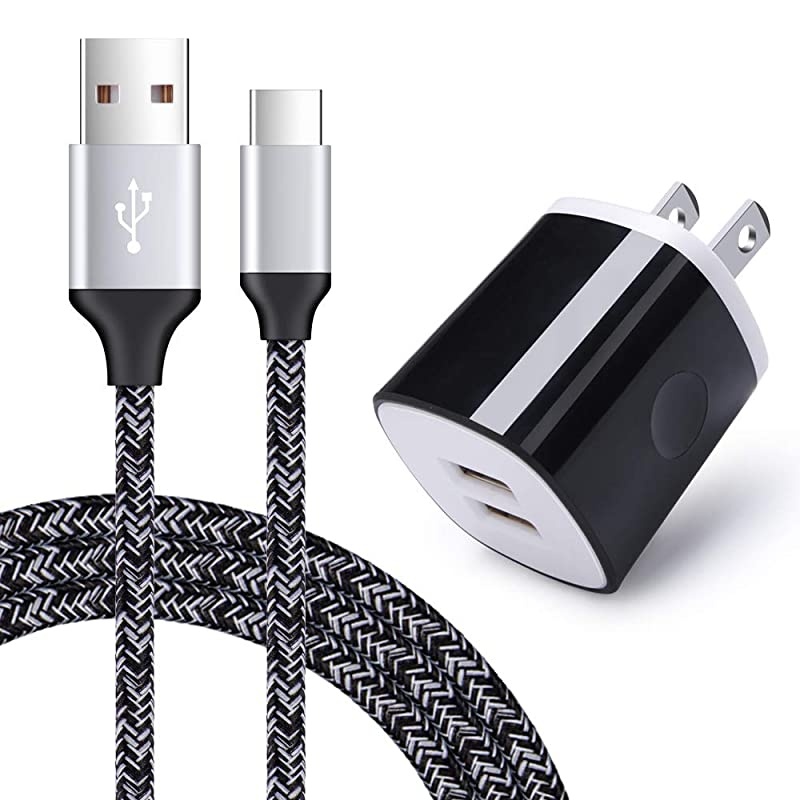 USB C Charger,  Dual Port 2.1A Charger Block Plug with 6ft Type C Fast Charging Cable for Samsung Galaxy S21 S20 Note 21 20 Ultra S10 A50, LG Stylo 6/5/4 G8 G7 ThinQ, Moto G9 G8 G7,OnePlus 7 6T