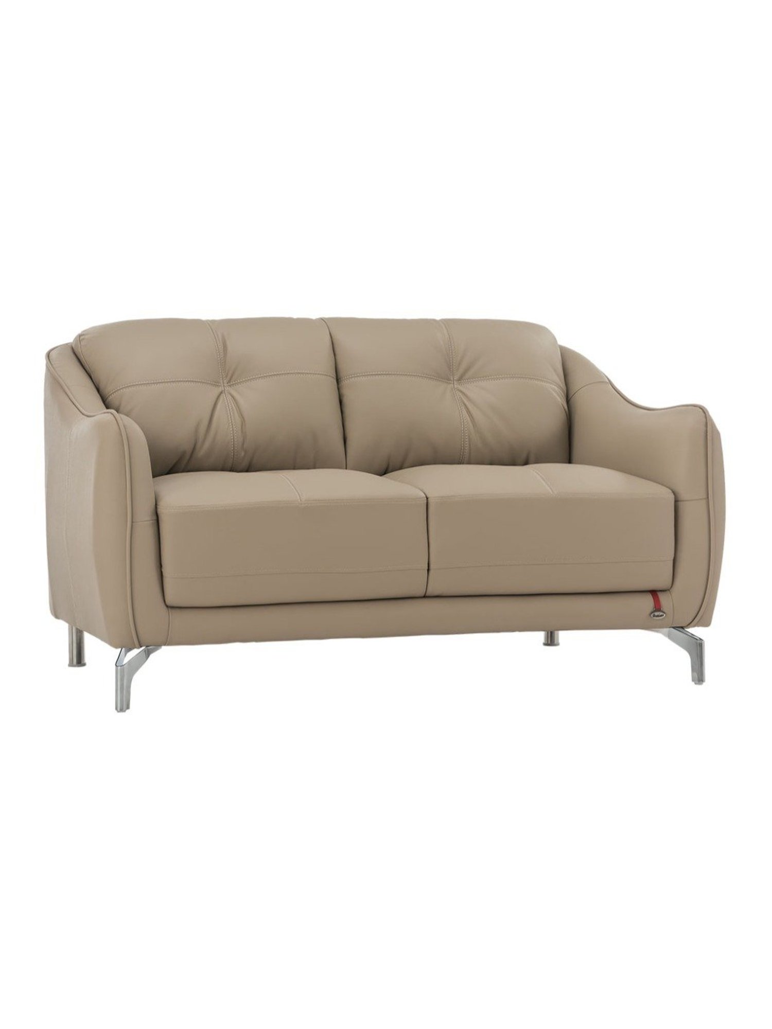 Durian Skyler Mushroom Brown Leather 2 Seater Sofa