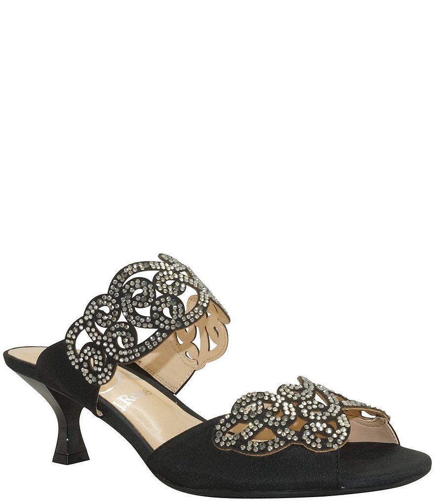 J. Renee Francie Satin Rhinestone Embellished Slides