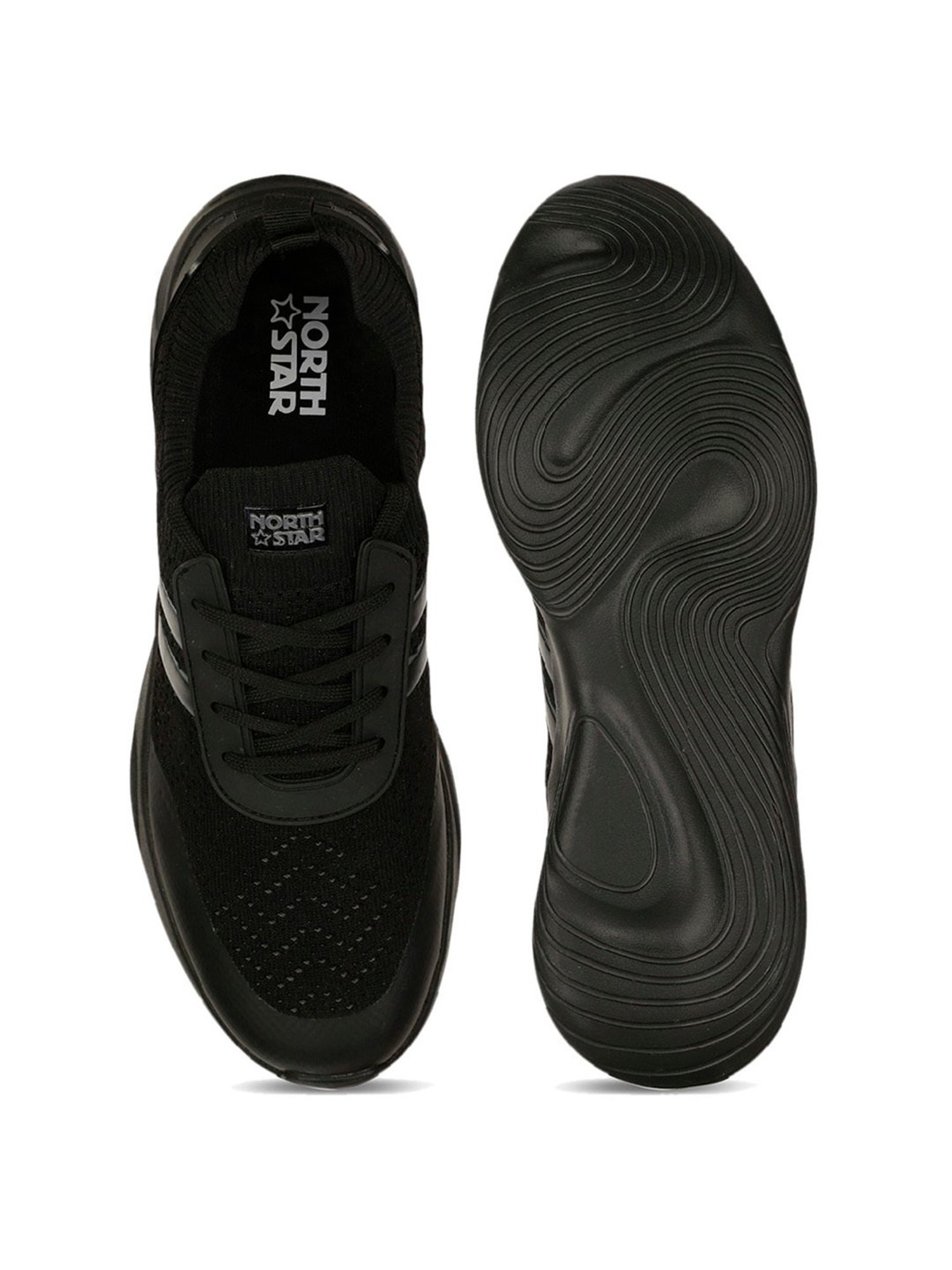North Star by Bata Men's Black Running Shoes