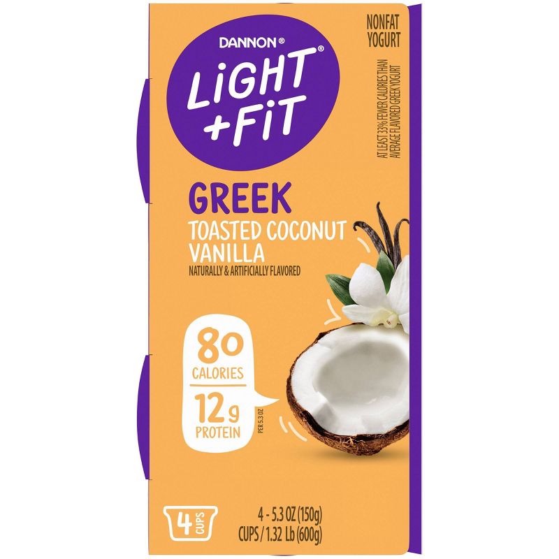 Dannon Light and Fit Toasted Coconut Vanilla Flavored Greek Yogurt - 4ct/5.3oz