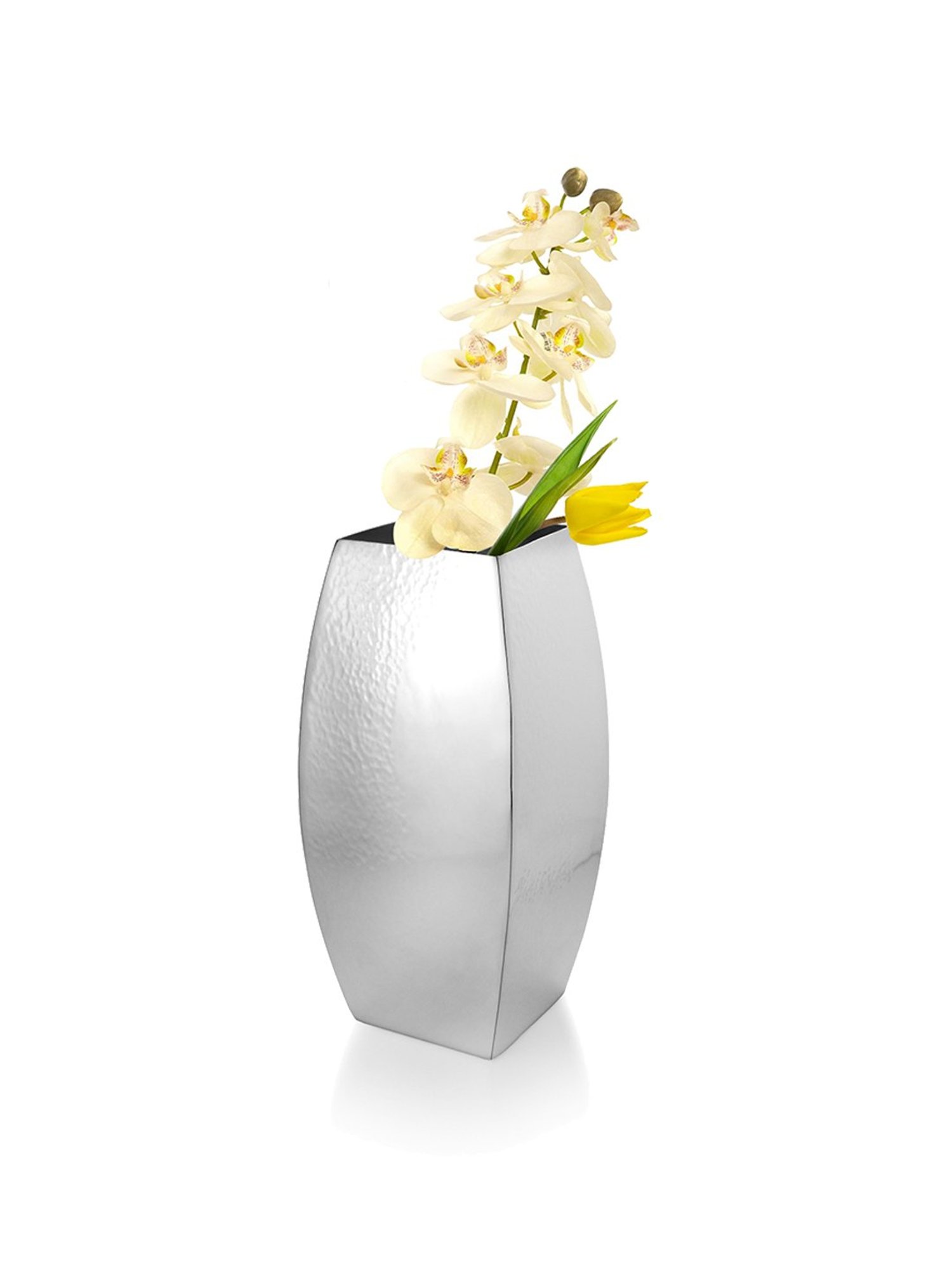 Episode Silver Plated Flower Vase Square Semi Hammered - Medium