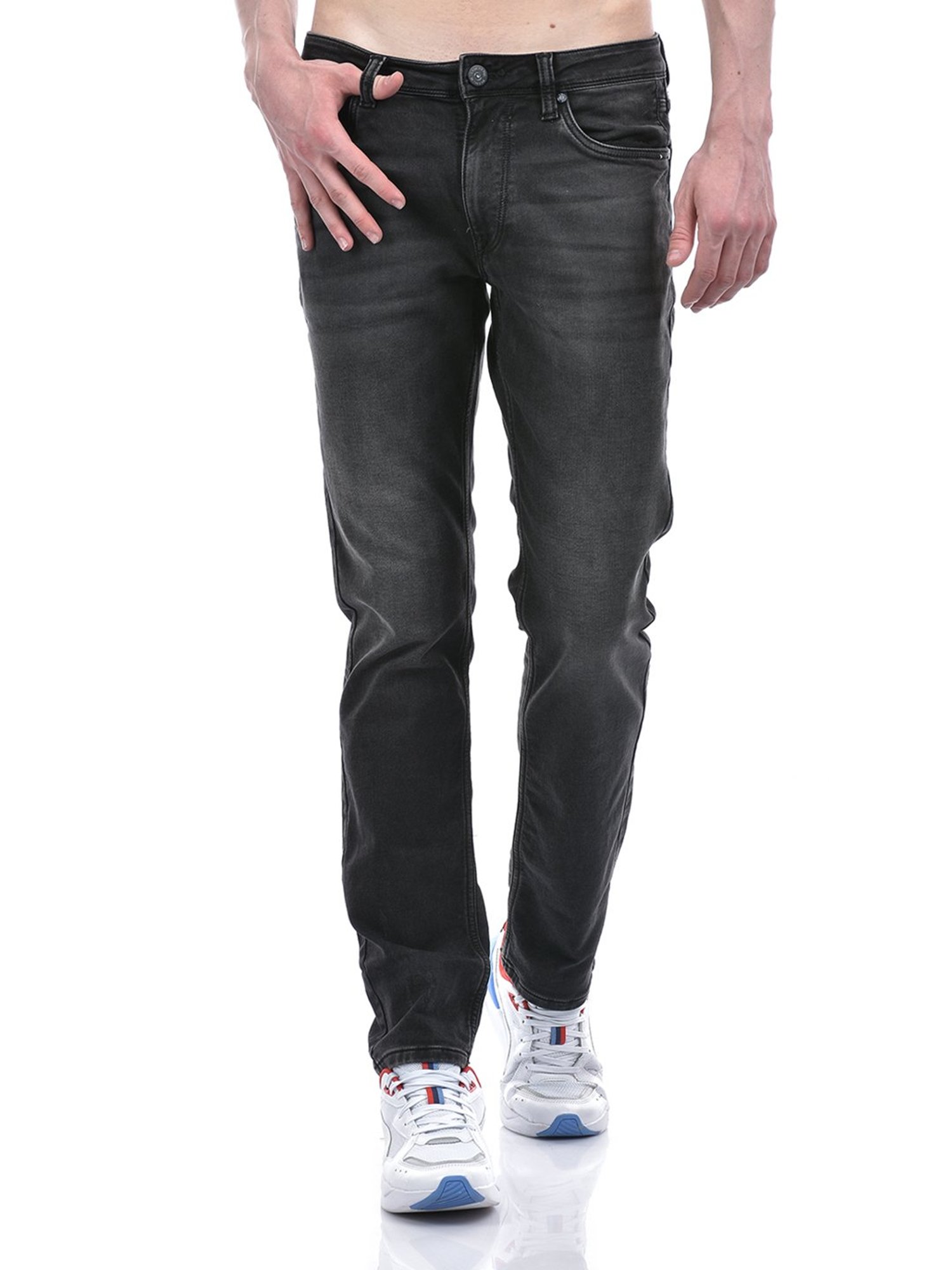 Lawman Pg3 Dark Grey Straight Fit Lightly Washed Jeans
