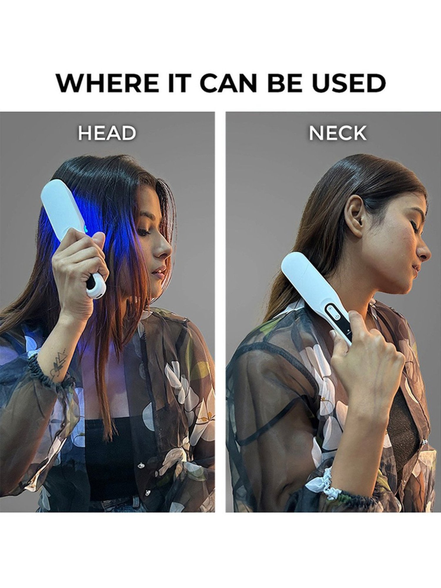 Winston Rechargeable Led Comb for Hair Growth, Vibration Scalp Massage - White