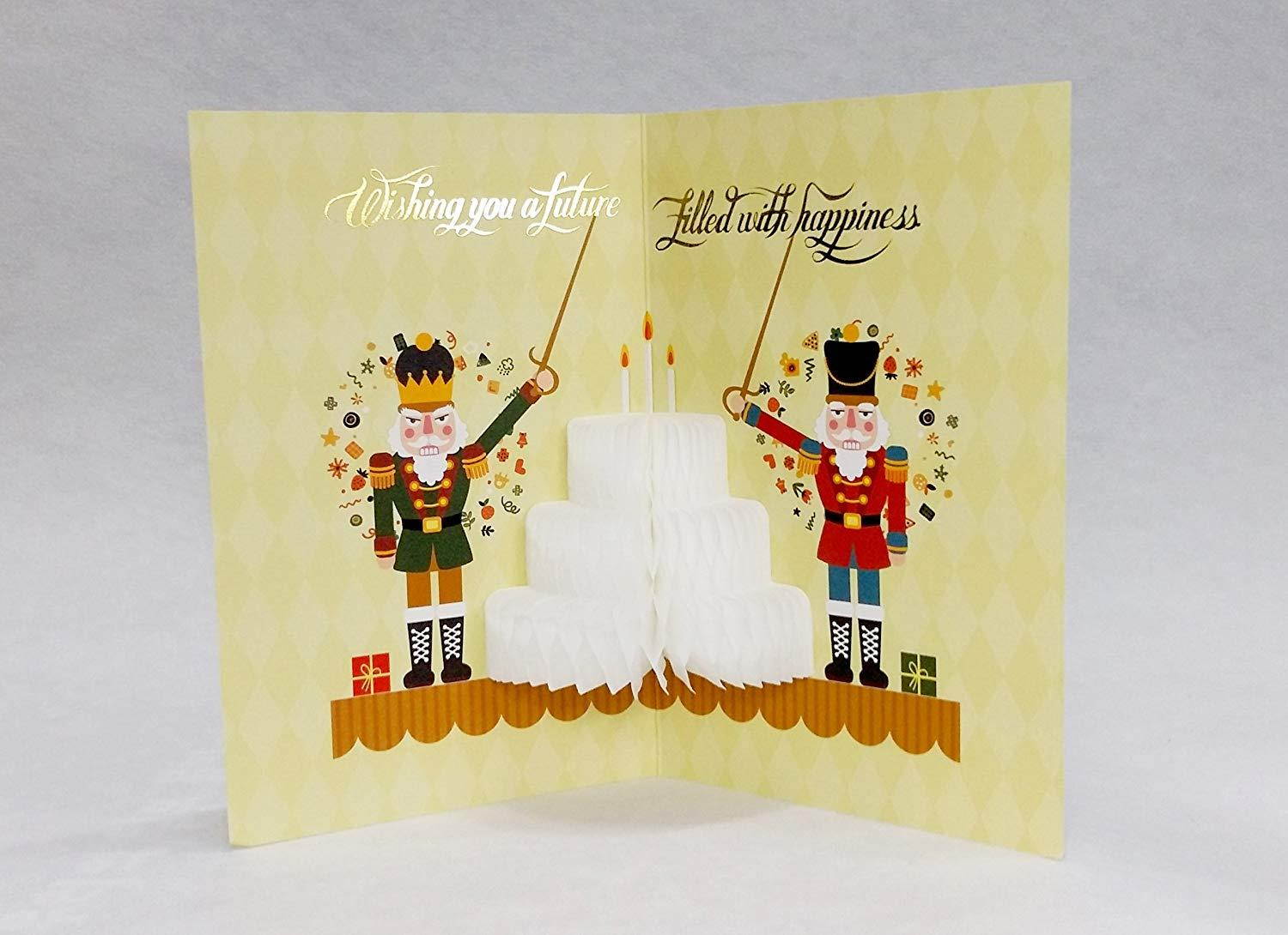 YURICOM Handmade Honeycomb Pop Up Greeting Card (Pack of 1, Nut Cracker)