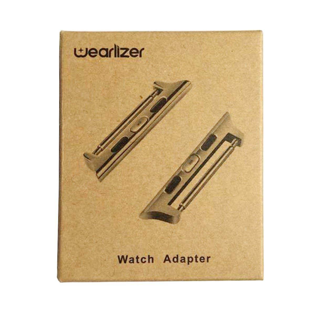 Wearlizer Grey Adapters Compatible Apple Watch 42mm 44mm Stainless Steel Connectors Clasp Compatible iWatch Series 4 Series 3 Series 3 Series 1 (Easy to Install No Screw or Screwdriver)