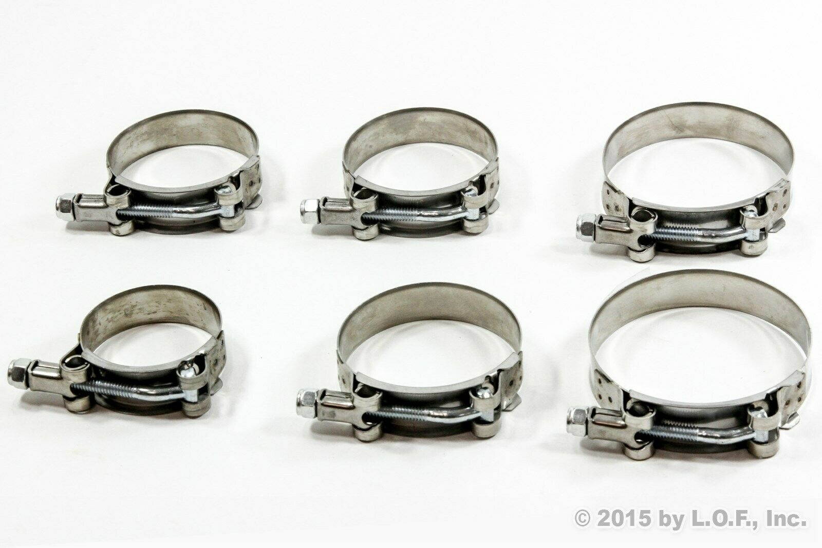6pc Premium 304 Stainless Steel T-Bolt Turbo Silicone Hose Clamp Variety