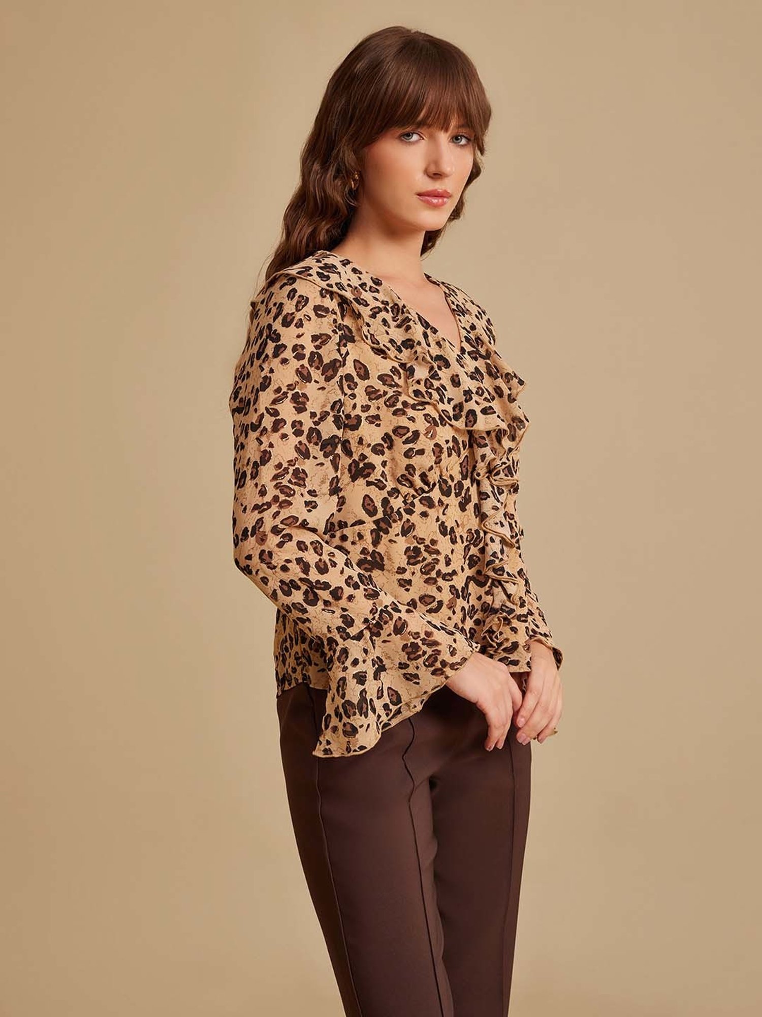 Kazo Beige Printed Top