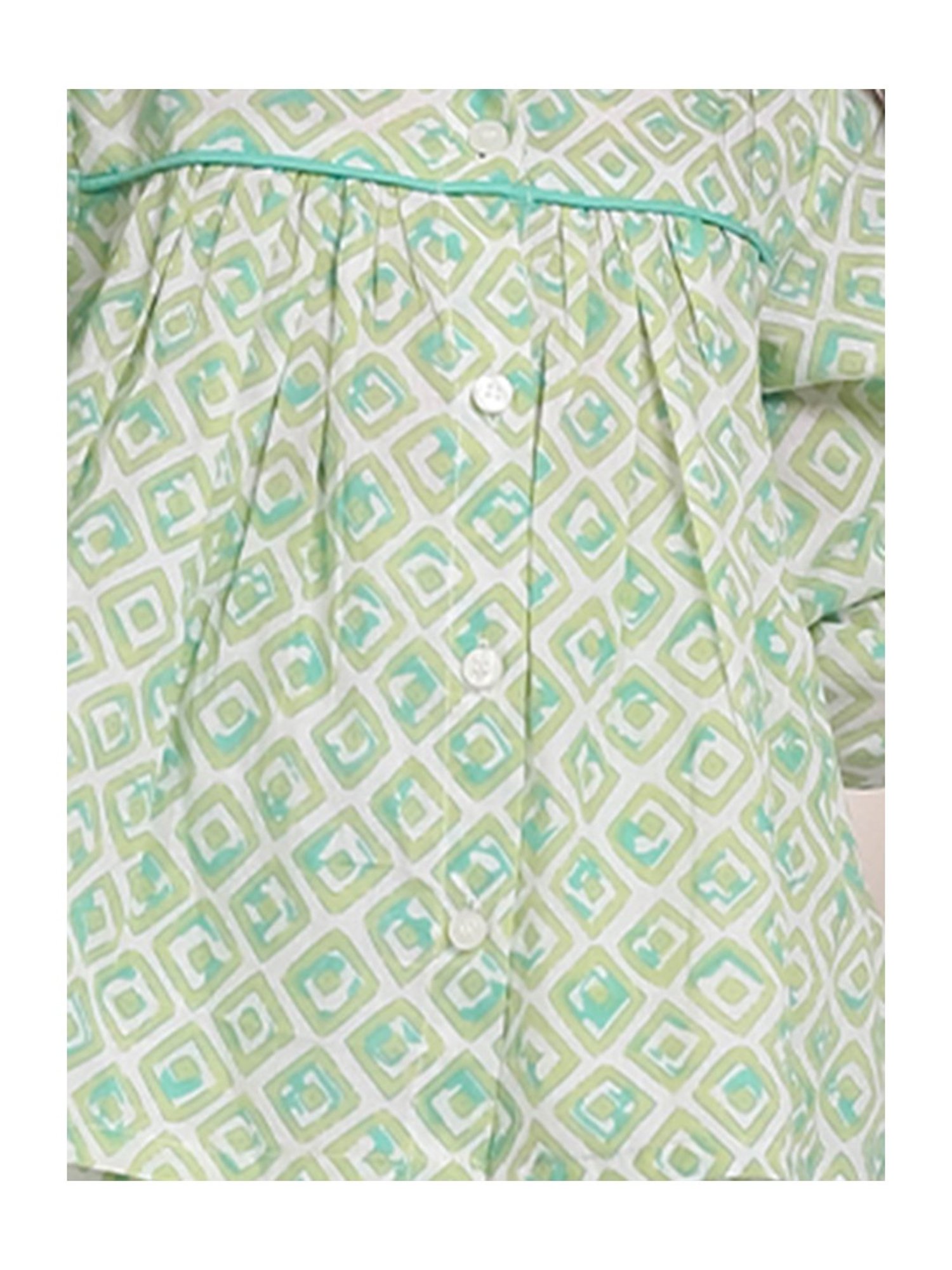 Budding Bees Girls Green Printed Full Sleeves Shirt with Pyjamas