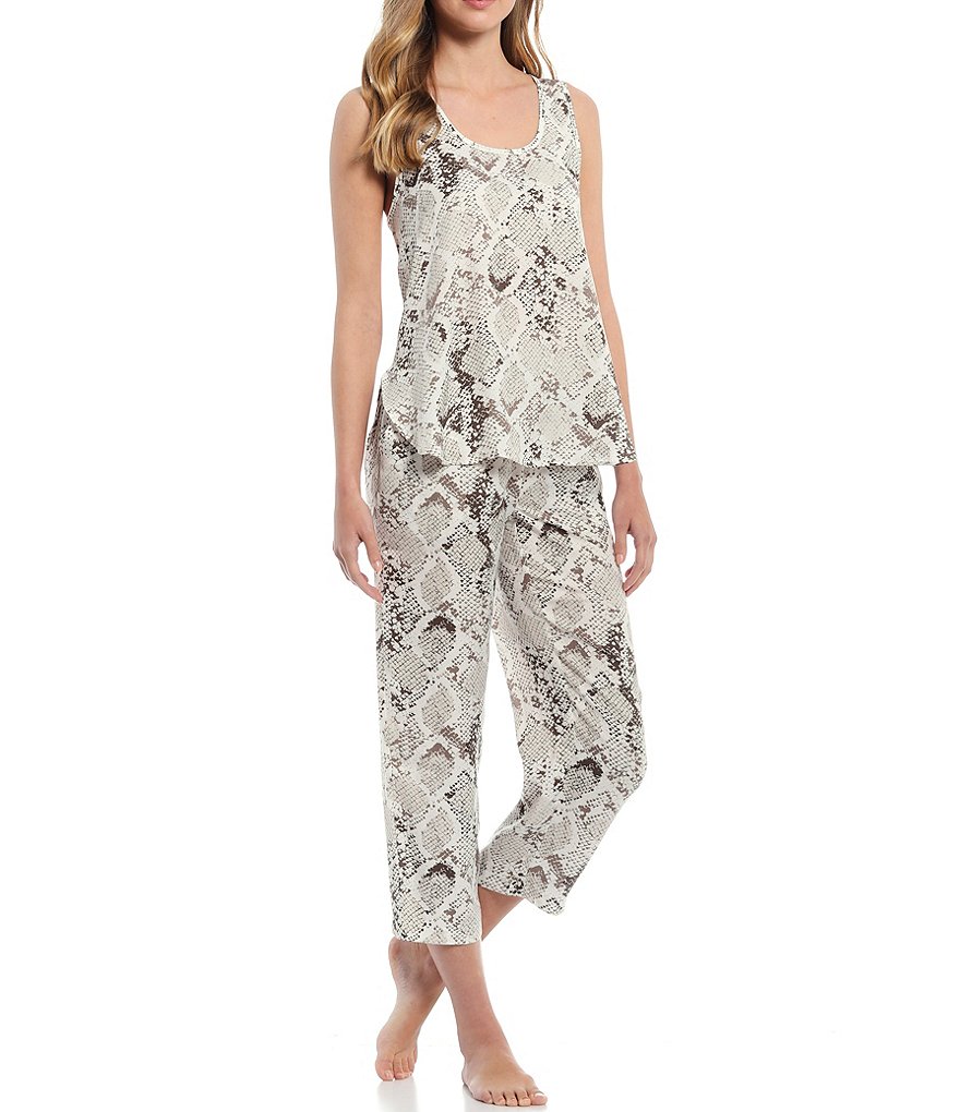 VAN WINKLE & CO. Snake Print Satin Coordinating Sleep Tank