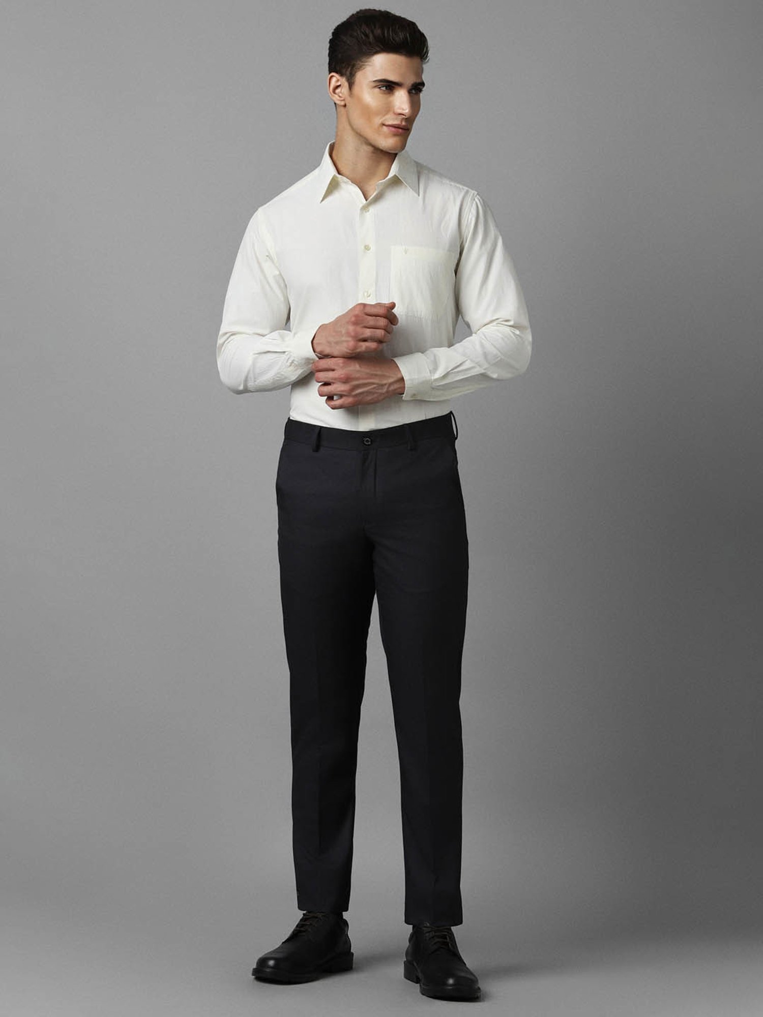 Louis Philippe Mid Black Slim Fit Trousers