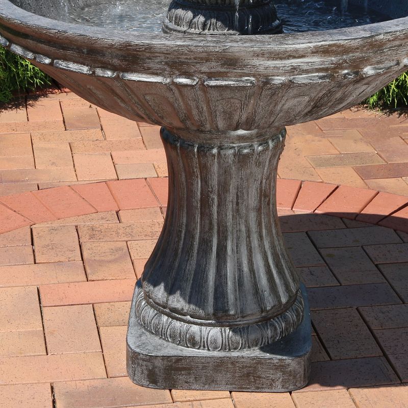 Sunnydaze 55"H Electric Polystone Classic Style 3-Tier Designer Outdoor Water Fountain, Dark Brown