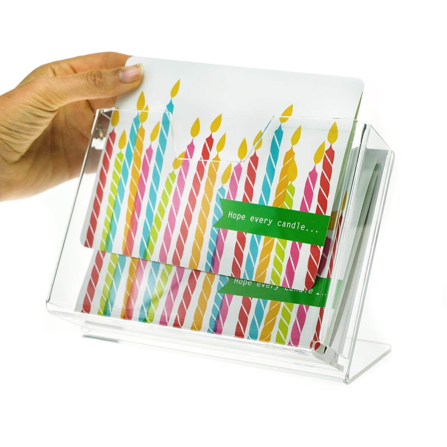 SOURCEONE.ORG Source One Deluxe Clear Acrylic Countertop Greeting Card Display 1 & 3 Pockets Available (1, 7 1/4 Inch)