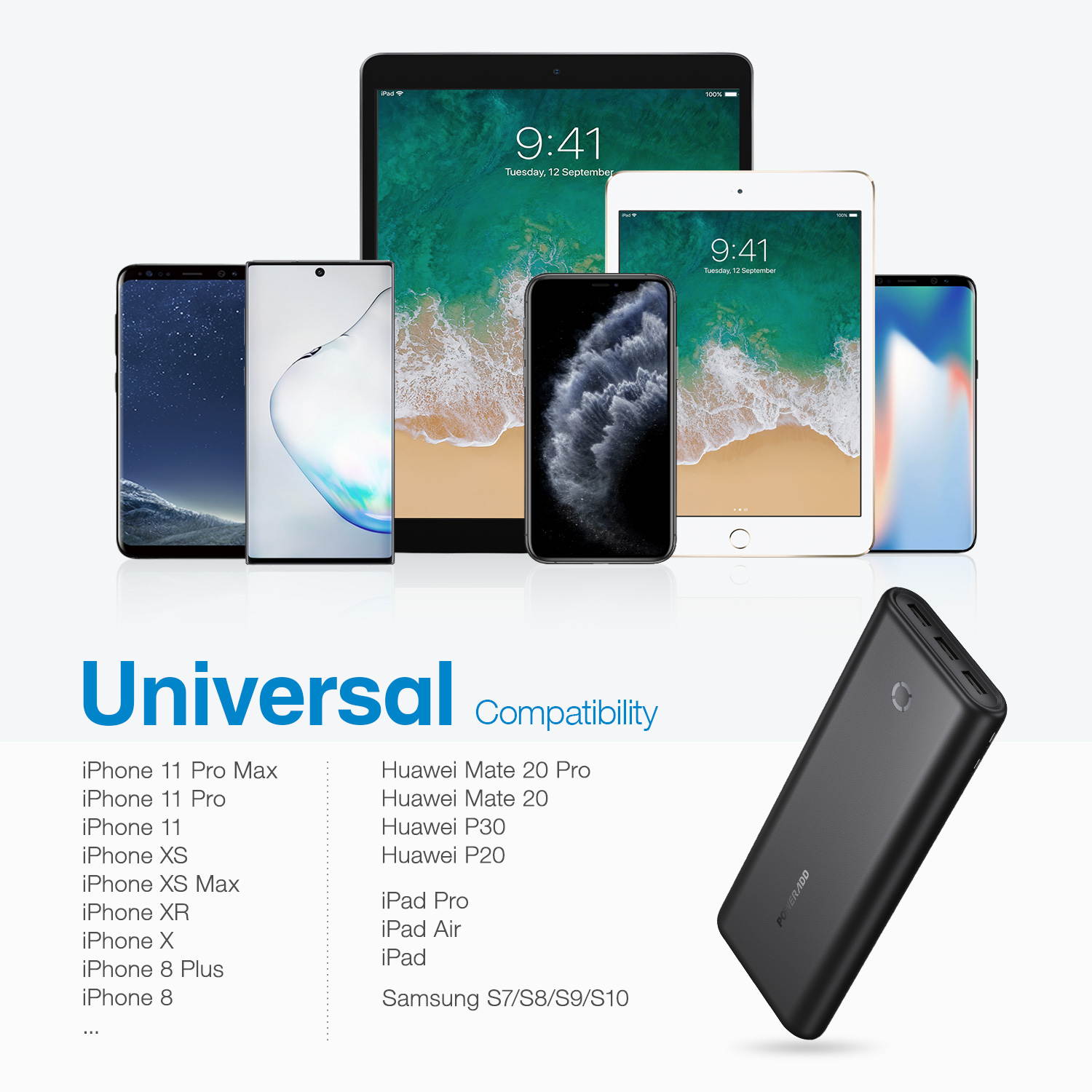 Poweradd Power Bank, EnergyCell 26800, 26800mAh High Capacity Charging Bank, Fast Charging Battery Pack with Dual Inputs and 3 Output Ports, for iPhone, Samsung Galaxy, AirPods and More