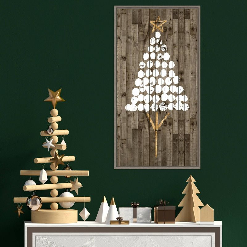 14" x 26" Wooded Whimsy IV Tree by Grace Popp Framed Canvas Wall Art - Amanti Art