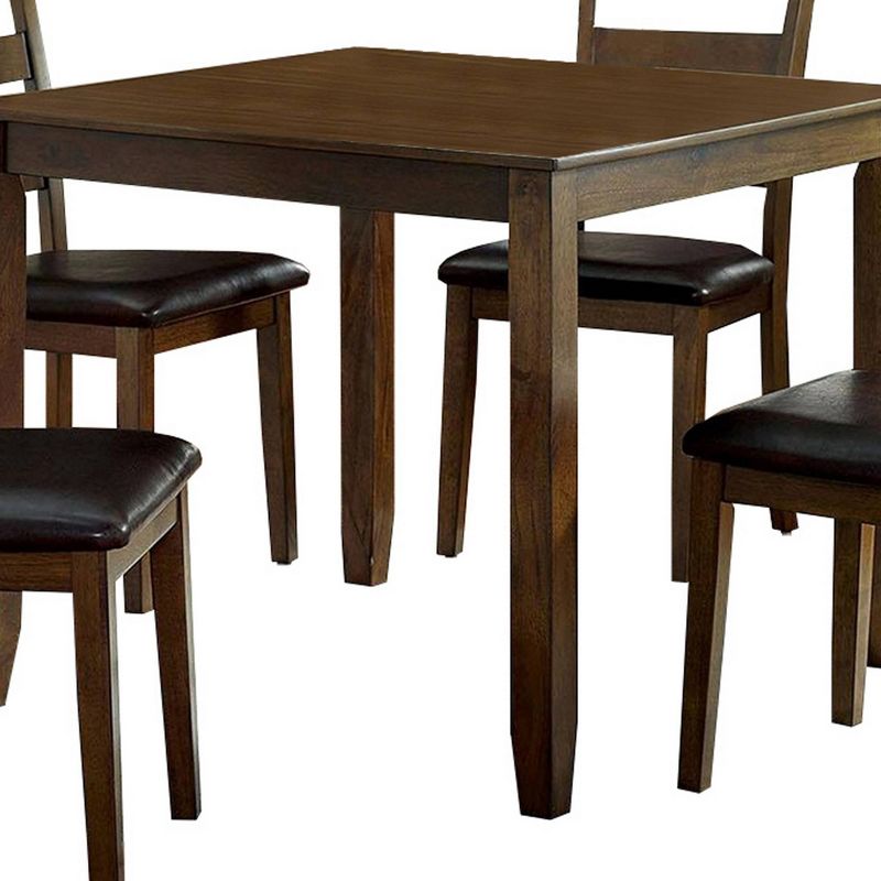 5pc Dining Table Set with Leatherette Seating Brown - Benzara