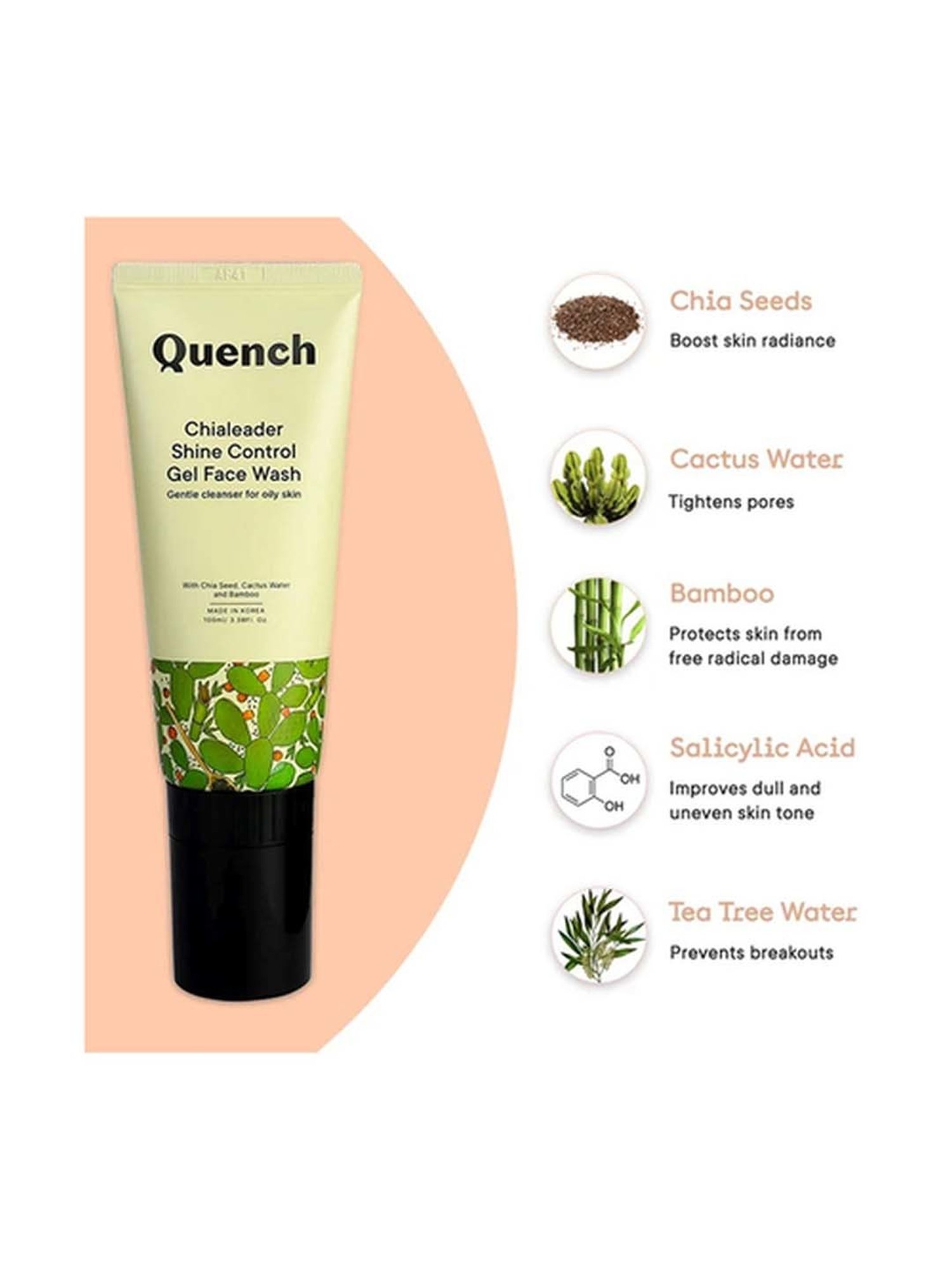 Quench Botanics Chialeader Shine Control Gel Face Wash - 100 ml