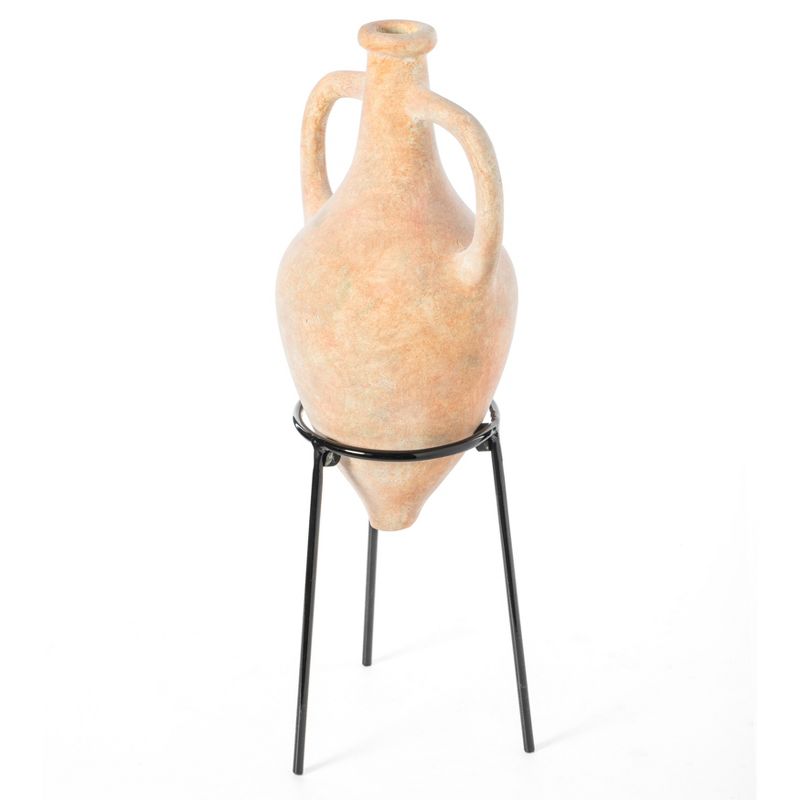Uniquewise Antique Roman Style Pointed Amphora Vase on Metal Tripod Stand