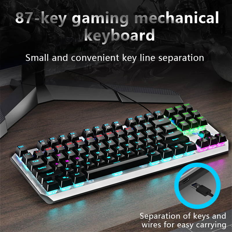 AULA S2096 Gamer Keyboard Mechanical Gaming Keyboard Backlit LED Wired 104 Keys Anti-ghosting Brown Blue Switch for PC Computer