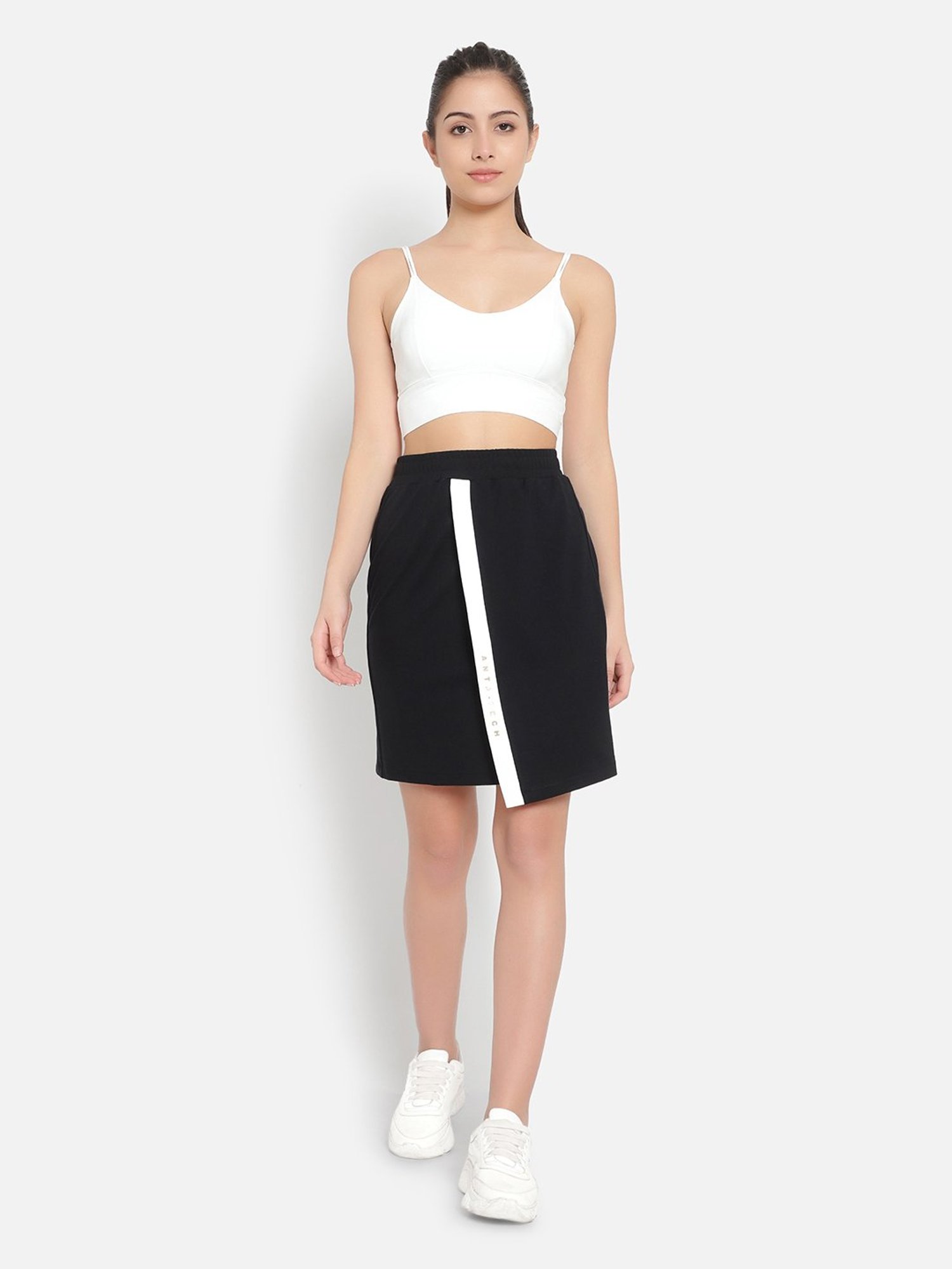 Anta Black & White A-Line Skirt