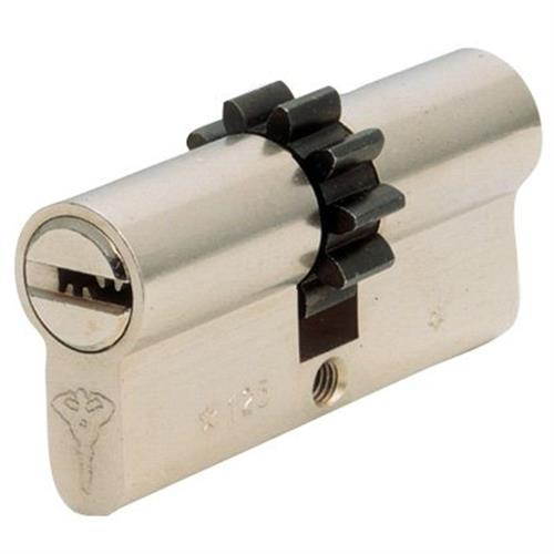 Mul-T-Lock E33G33D-26 Euro Profile Double Cylinder NIckel Satin US26 With A Gear An Interior Turn Knob And High Security 006 Keyway