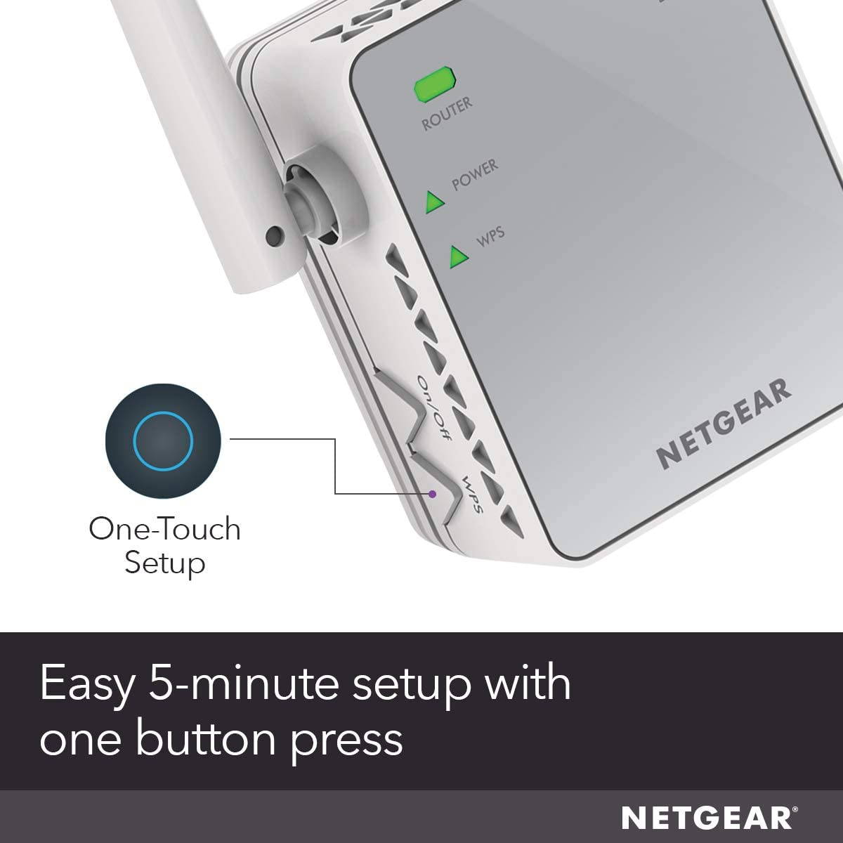 High Performance N300 WiFi Range Extender - NETGEAR 300Mbps Wireless Signal Booster & Wifi Repeater Coverage up to 800 sq.ft, WPS Function and WEP/WPA/WPA2 wireless security protocols