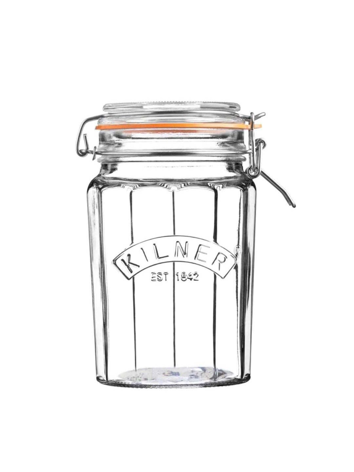 Kilner Facetted Transparent Glass Clip Top Jar (0.95 L)