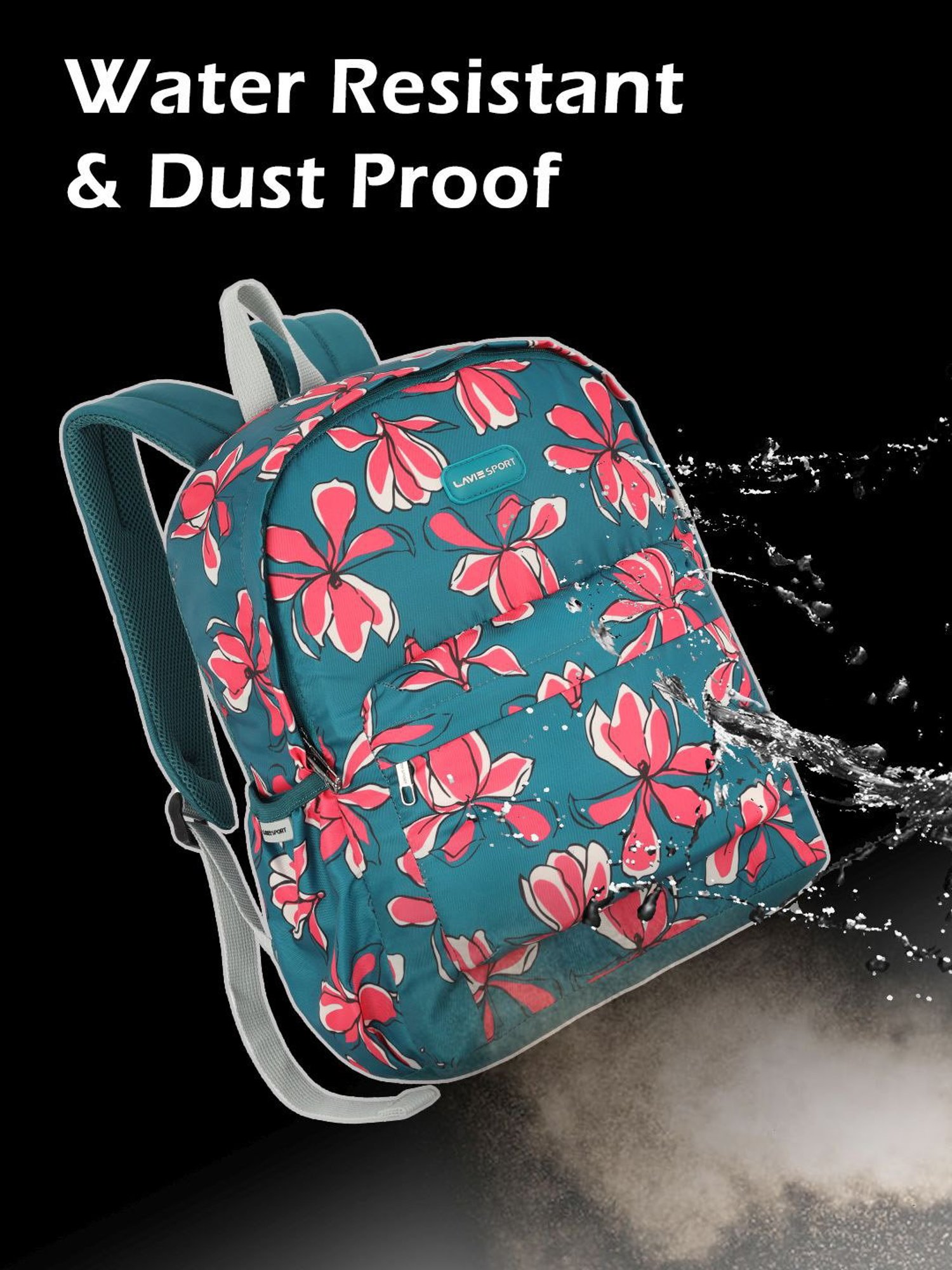 Lavie Sport Bloomy 18L Printed Casual Backpack |School Bag for Girls (Teal)