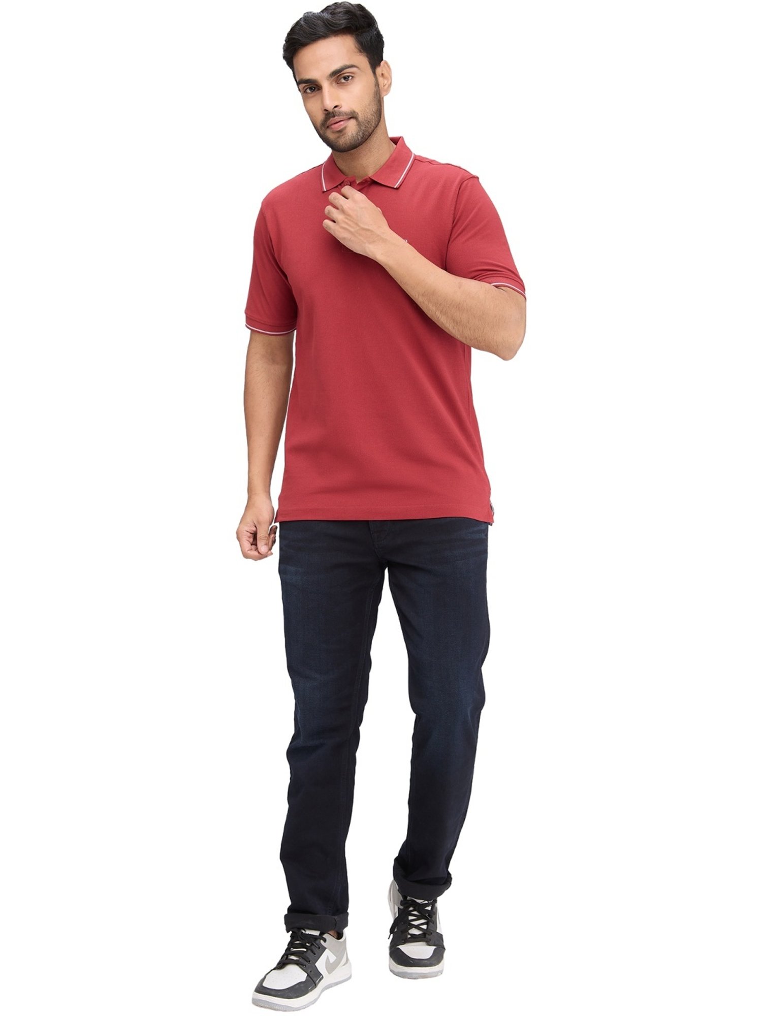 Raymond Maroon Slim Fit Polo T-Shirt
