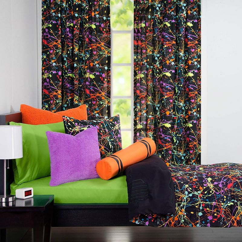 50"x84" Neon Splat Single Rod Pocket Curtain Panel - Crayola