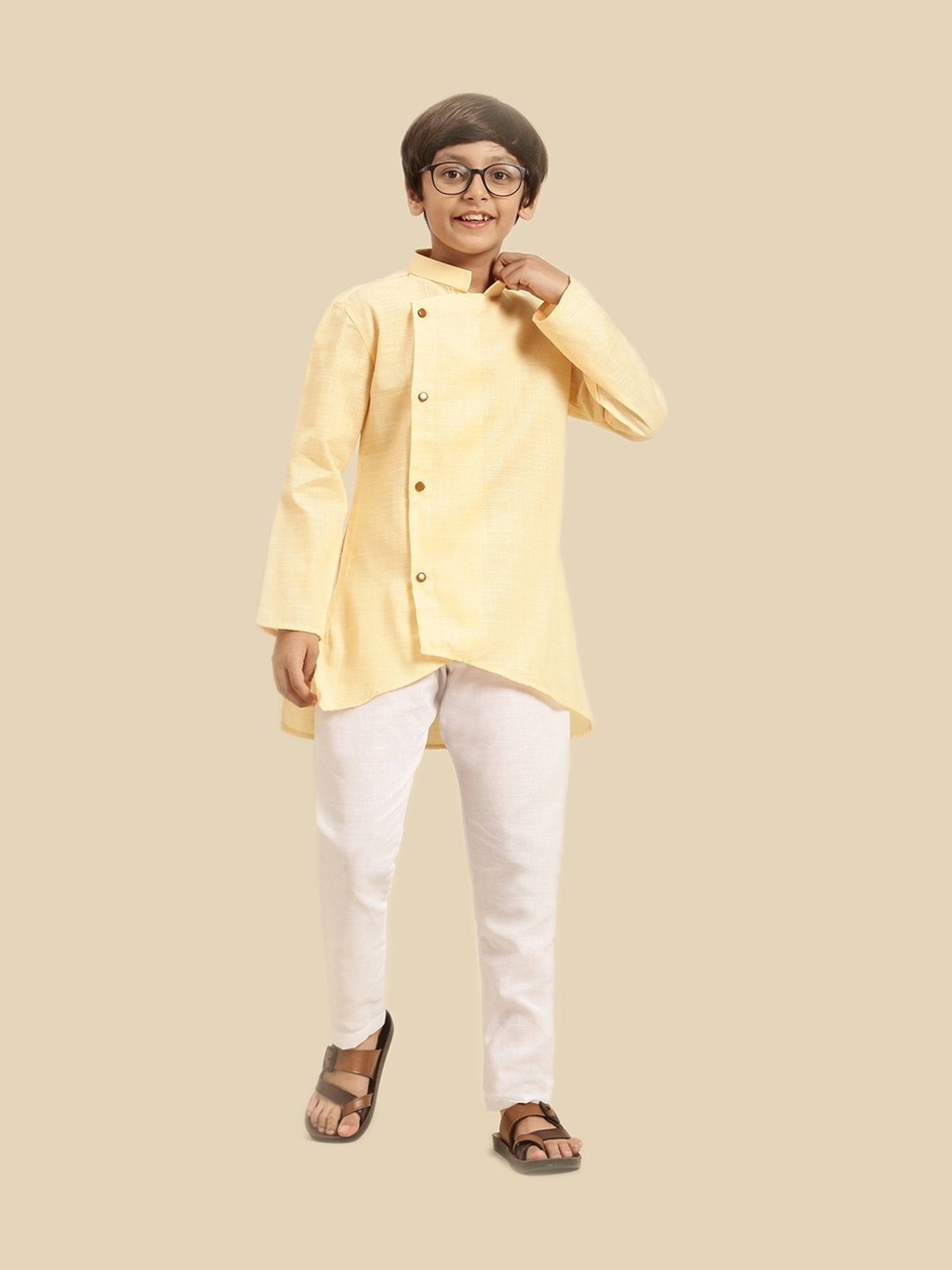 TABARD Kids Red Printed Full Sleeves Kurta