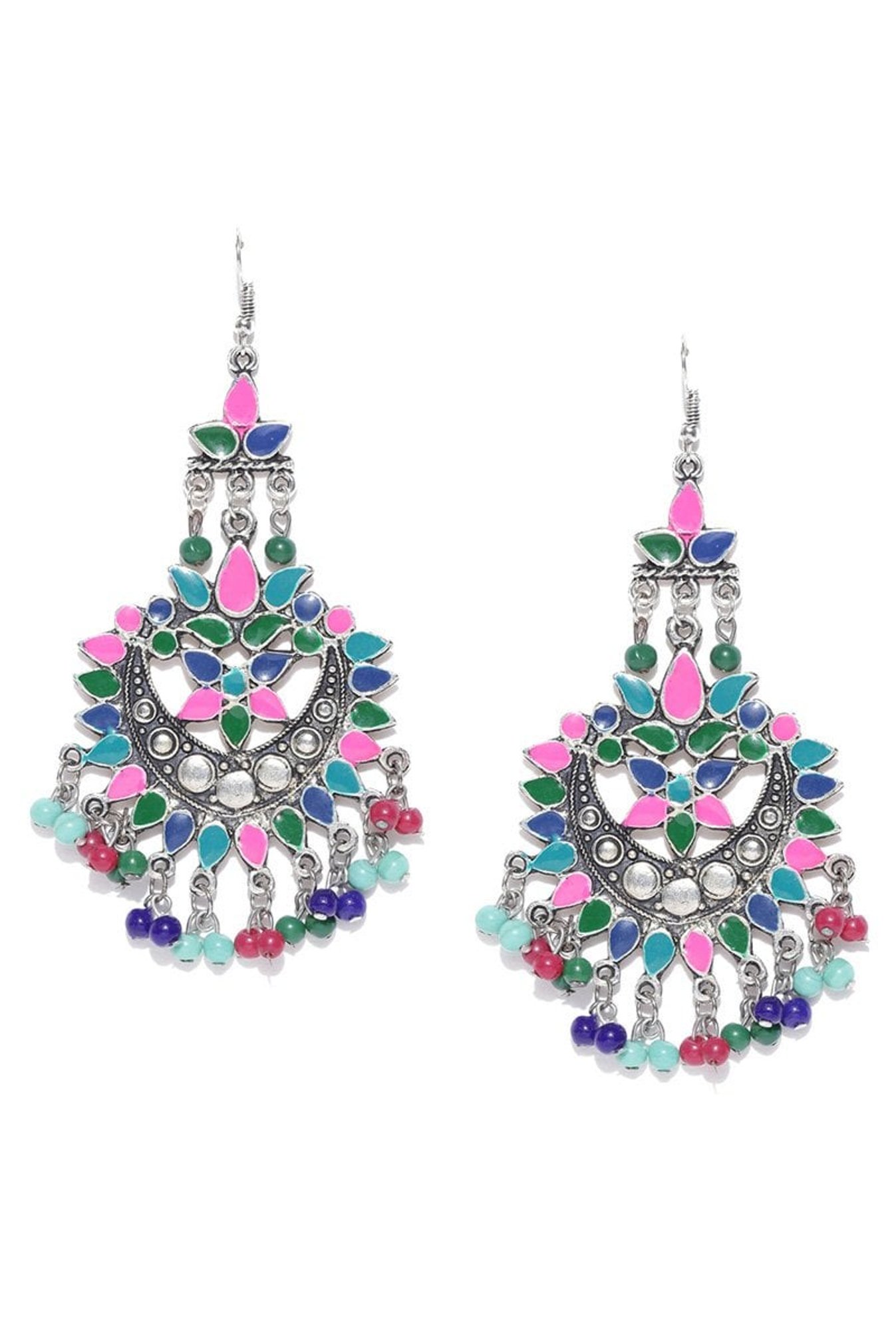 Panash Multicolor Metal Fish Hook Dangler Earrings