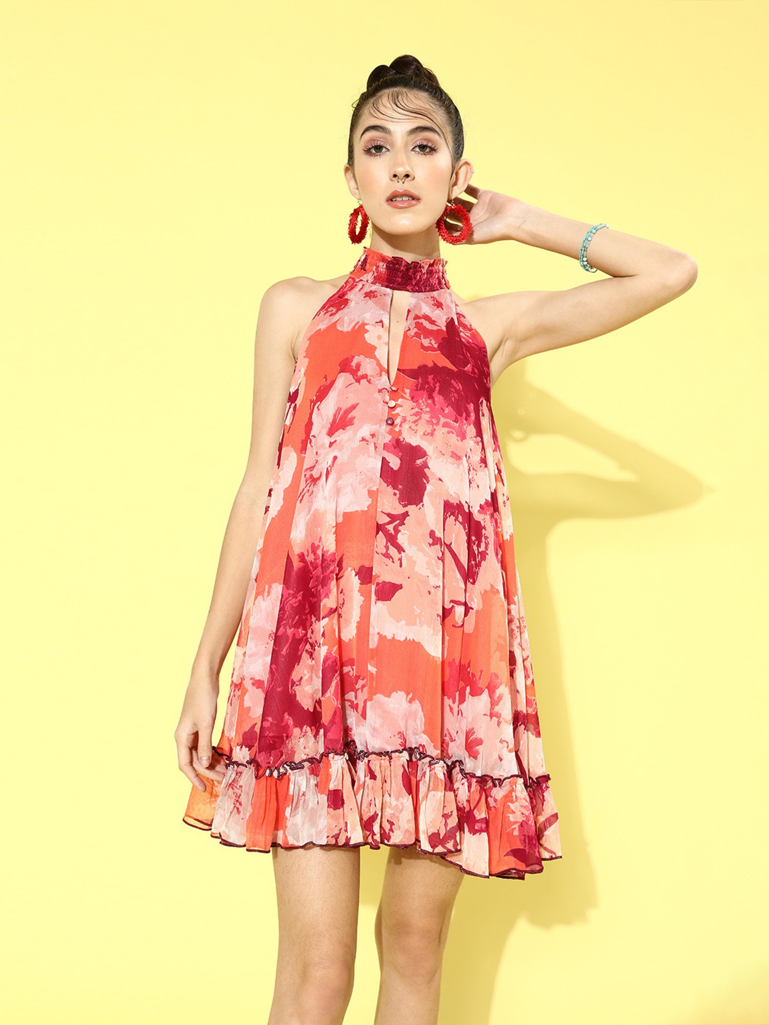 QUIERO Multicolor Printed A Line Dress
