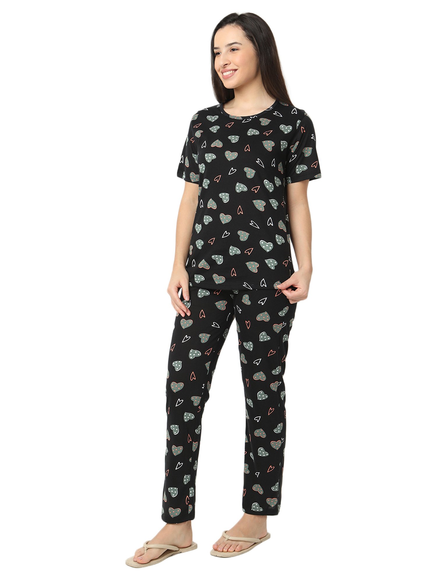 Smarty Pants Black Printed T-Shirt With Pyjamas