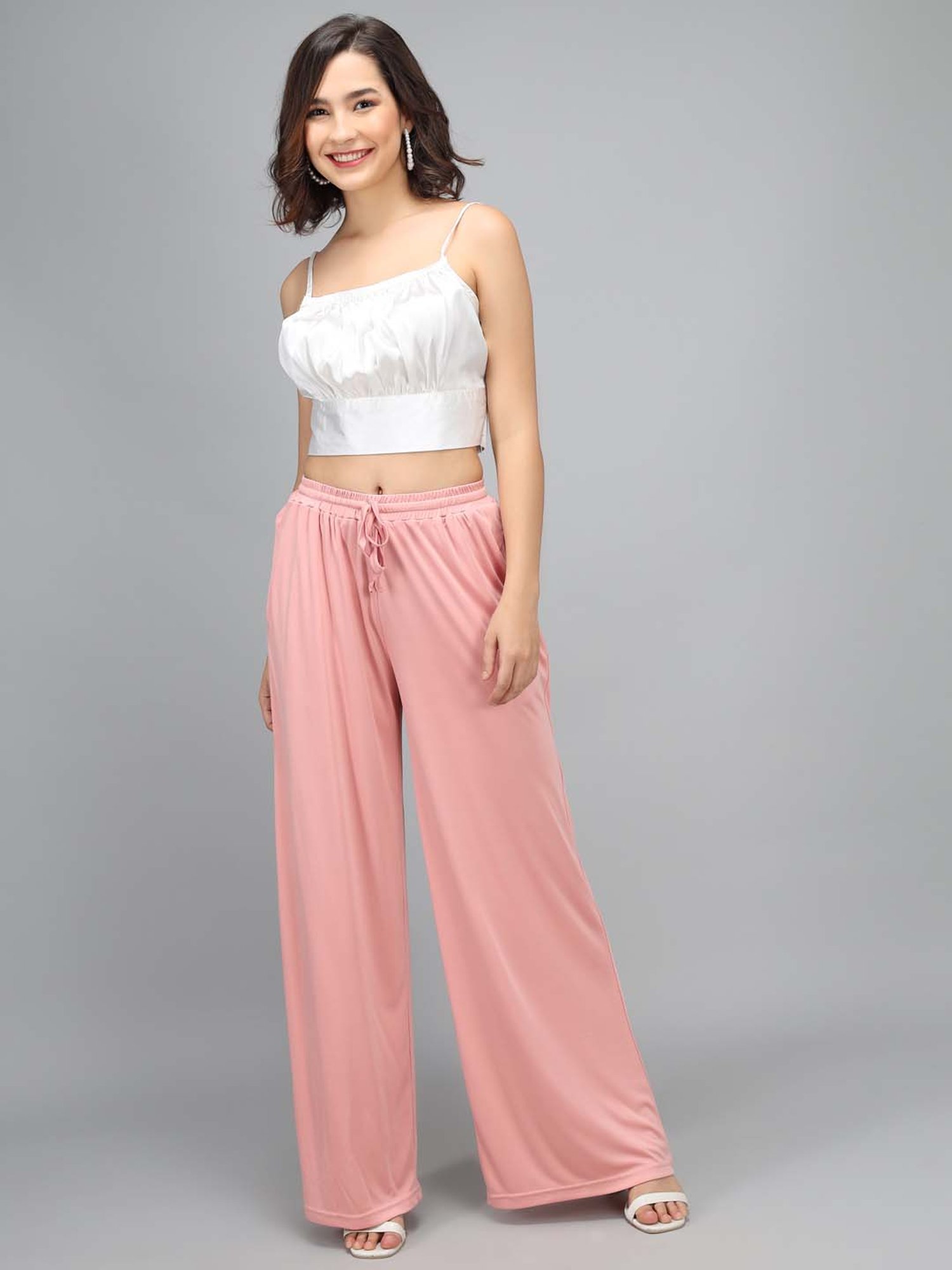 Kotty Pink Flared Fit Palazzos