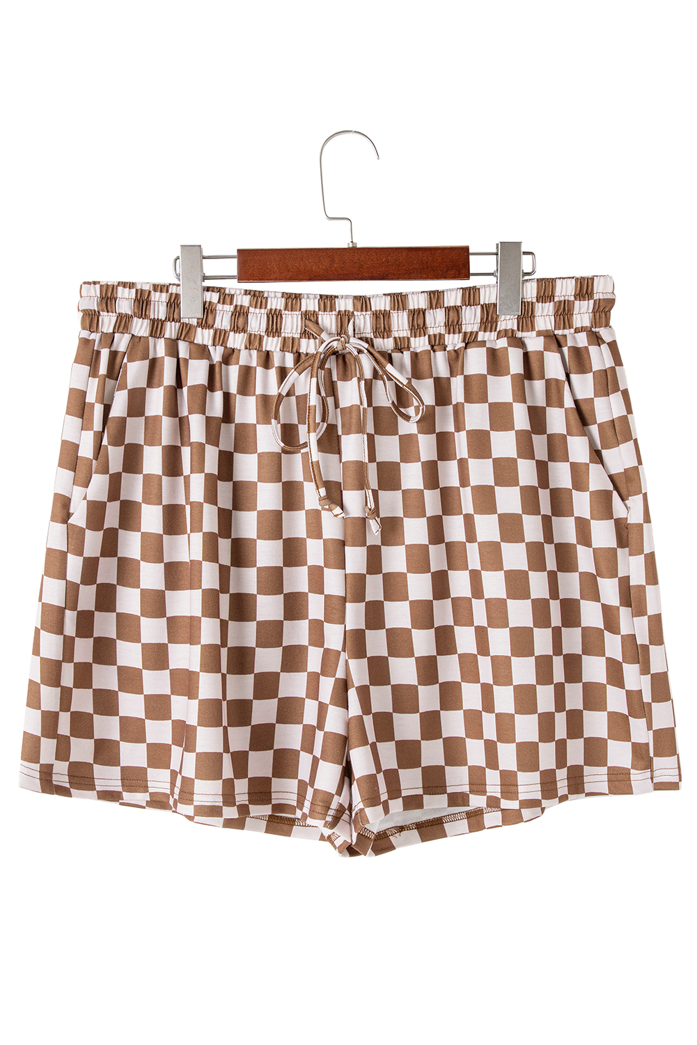 Rose Red Solid Waffle Knit Plus Size Two Piece Shorts Set