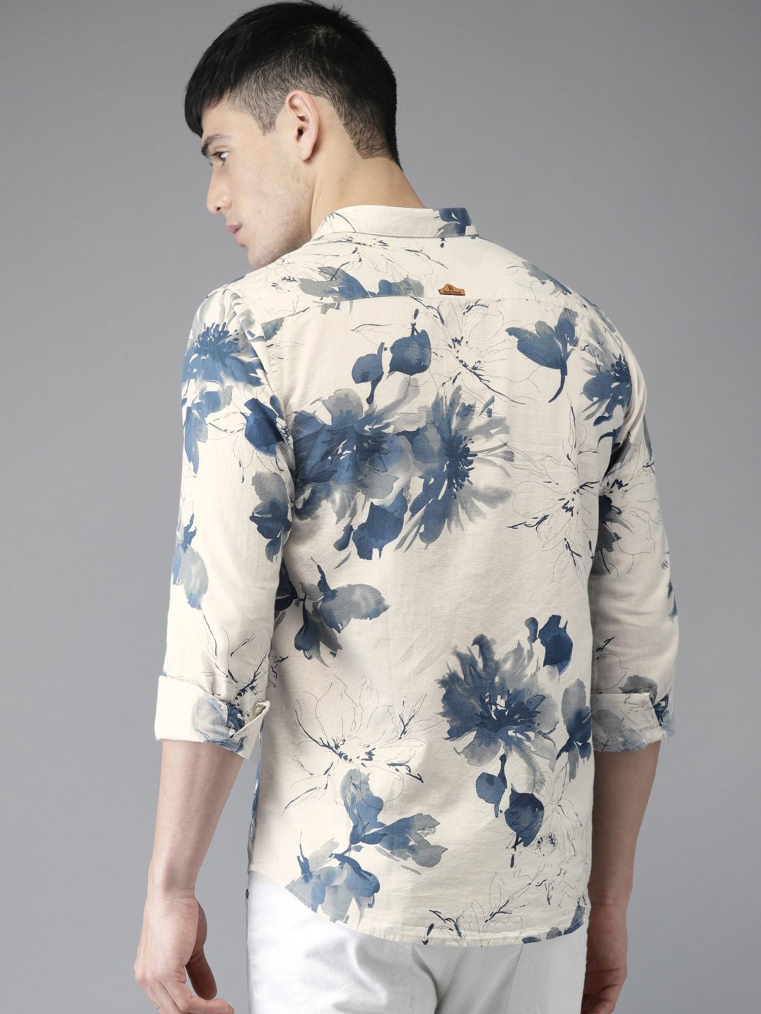 Bene Kleed Cream Slim Fit Floral Print Shirt