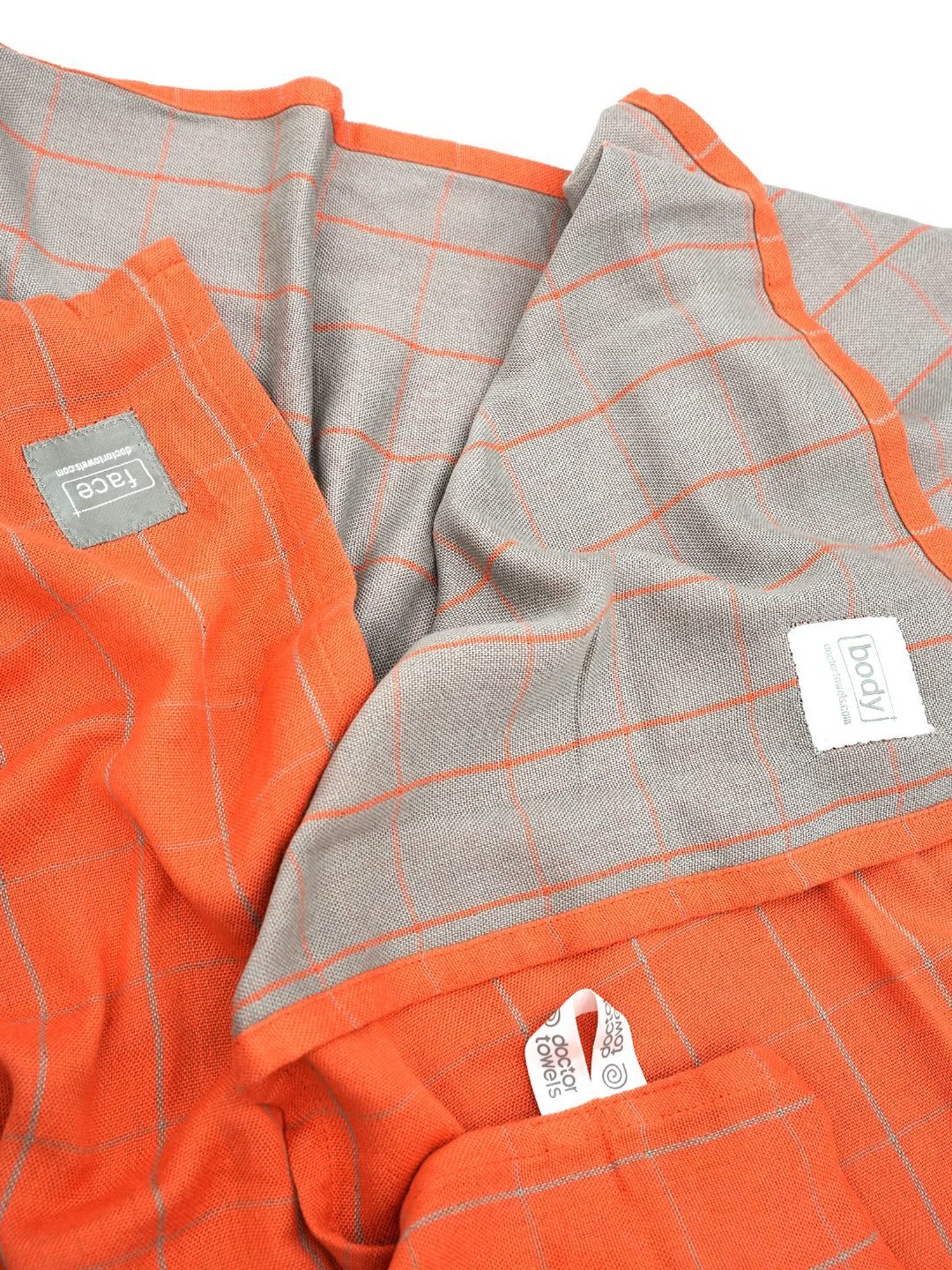 Doctor Towels Banana Double Cloth Checks Orange 380 GSM Viscose Bath Towel