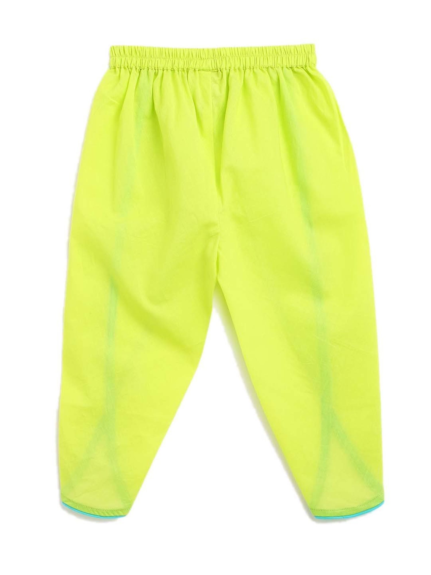 Campana Kids Blue & Green Cotton Floral Print Kurta Set