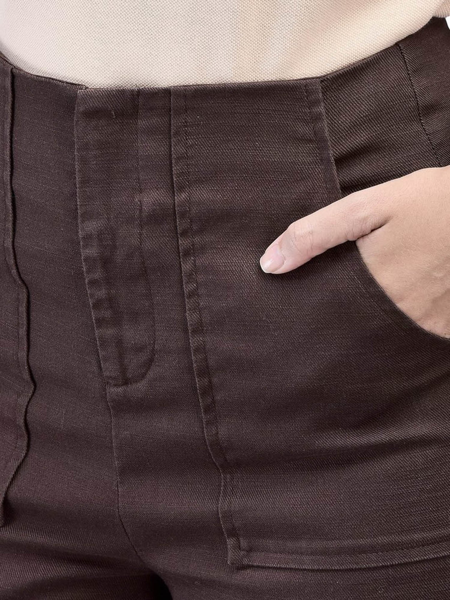 Woodland Brown Relaxed Fit Mid Rise Trousers