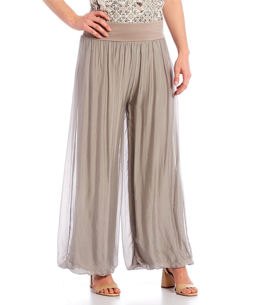 M Made in Italy Silk Blend Palazzo Pant