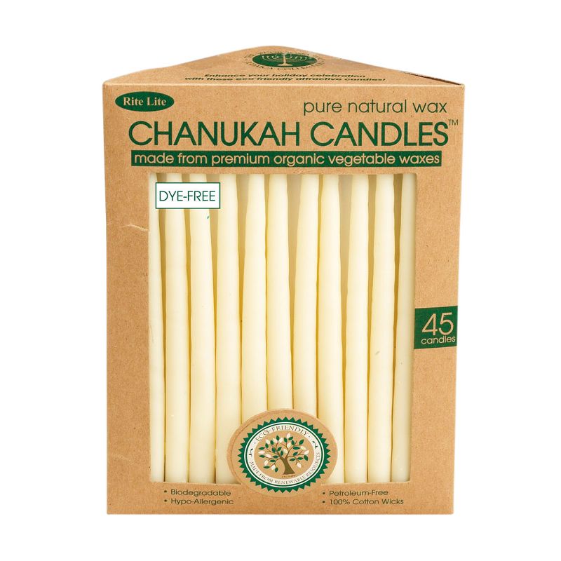 Rite Lite 45ct Eco-Friendly Pure Natural Wax Chanukah Premium Candles 5" - Ivory
