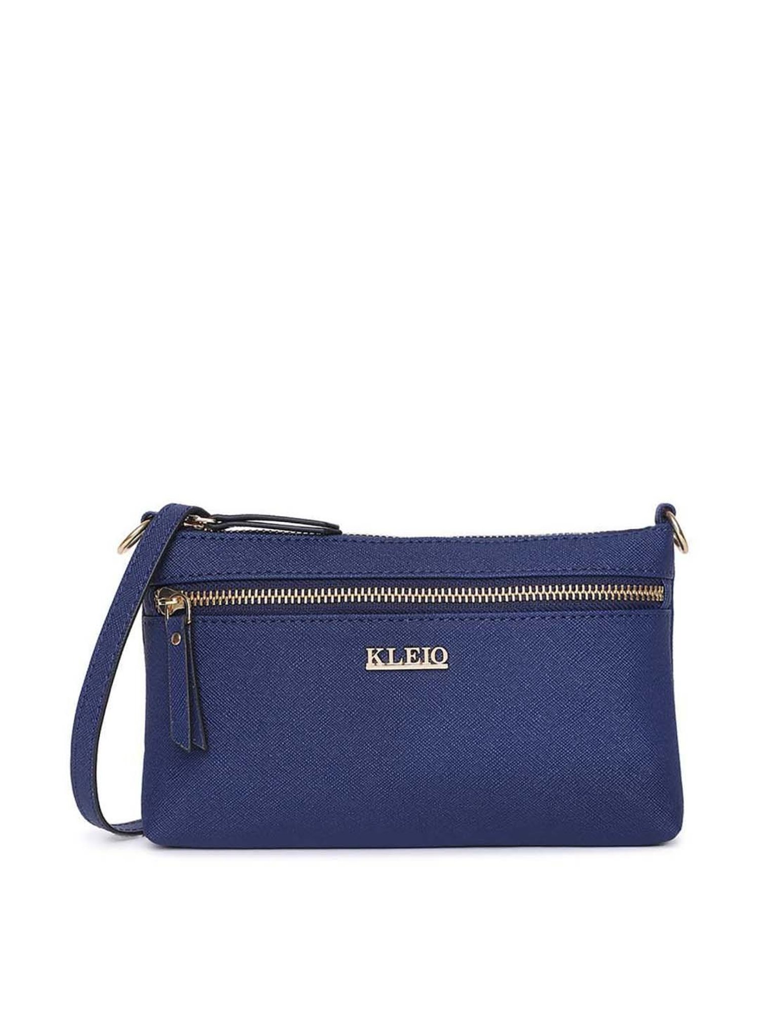 KLEIO Royal Blue Solid Medium Shoulder Handbag