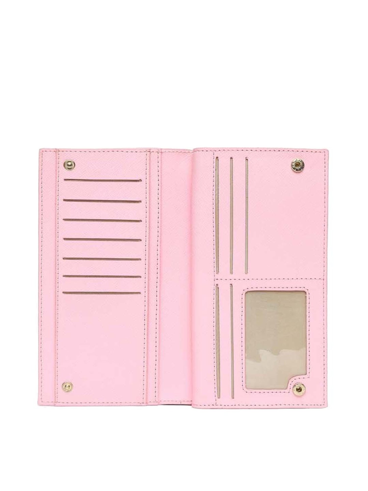 KLEIO Pink Solid Zip Around Wallet for Women